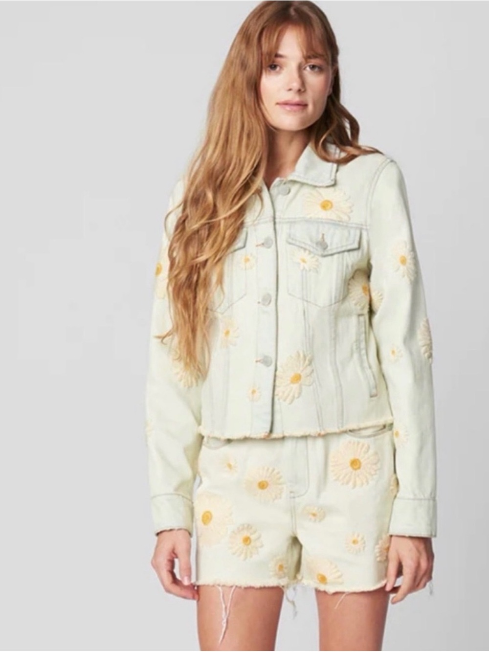 Blank NYC~Daisy-Embroidered Denim Jacket